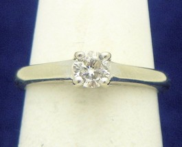 1/3ct Diamond Solitaire Engagement Ring REAL Solid 14K White Gold 2.8g Size 5.25 - £383.10 GBP