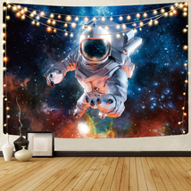 Astronaut Galaxy Fantasy Outer Space Tapestry Wall Hanging Living Room 80Wx60L  - $28.49