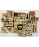 Rubber Stamp Lot of 34 SANTA Flowers Christmas Words Scrapbook Paper New... - $47.94 CAD