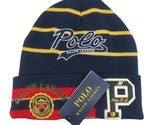 Polo Ralph Lauren Embroidered Logo &quot;P&quot; Patch Navy Blue Beanie Cap One Si... - £55.31 GBP