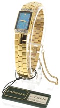 Lassalle by Seiko Gold Tone Bracelet Turquoise Dial Genuine Diamonds CZP016 - $490.05