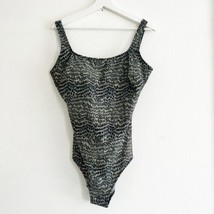 Vintage Gottex One Piece Swimsuit Black Speckled Gold Green Size 16 - £35.96 GBP