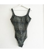 Vintage Gottex One Piece Swimsuit Black Speckled Gold Green Size 16 - $44.99