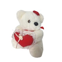 Vintage 1992 Joelson Industries Valentines Day Bear Plush Red Heart Rose 6" - $24.05