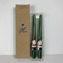 Avon Gift Collection Santa Claus Taper Candles Set Of 2 Boxed Green Christmas - £13.97 GBP