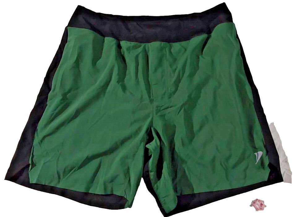Demozu Men's Lightweight Quick Drying Running Shorts Lined Green & Black Size S