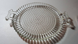 Vintage Hobnail 8&quot; Glass Plate with Handles, Clear - £10.39 GBP