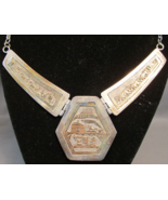 Vintage Signed Navajo 12K &amp; Sterling Silver Storyteller Hinged Necklace ... - £336.55 GBP