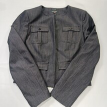 Ellen Tracy Stretch RN#54163 Womens Gray Open Front Blazer Jacket Pockets Size 8 image 13