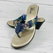 Modellista Rhea 6M Blue Sparkle Fabric Women Sandals Wedge Slip on Thong... - $29.99