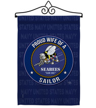 Seabees Proud Wife Sailor - Impressions Decorative Metal Wall Hanger Garden Flag - £24.75 GBP