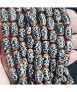 Collana Vintage Avventurina Nera Fantasia Piuma Vetro Perline 15x8,5mm 24&quot; - $693.17 MXN