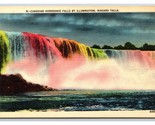 Illuminated Horseshoe Falls Niagara Falls New York NY UNP Linen Postcard... - $1.93