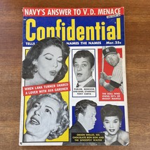 Confidential Magazine March 1957 Lana turner Orson Wells Mickey Mantle - £27.21 GBP
