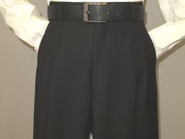 Mens Apollo  King  Banded Collarless suit Chinese Mandarin Wide leg AG91 Black image 7