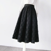 BLACK Midi Pleated Skirt Women Plus Size Polka Dot Pleated Midi Skirt image 5