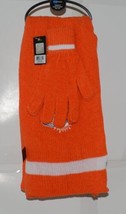 Miami Dolphins Chenille Scarf Glove Gift Set Orange White Aqua Dolphin - £19.97 GBP