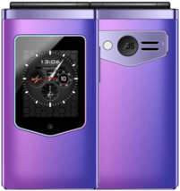 Hamtod T8 4G Eu Quad-Core 2.8"+1.77" Dual Screen Lte Sos Otg Flip Phone Purple - £68.60 GBP