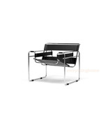 Black Faux Leather Strap and Chrome Bent Steel Tube Accent Lounge Chair - $9,201.74 MXN