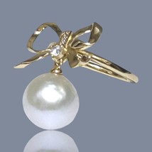 Handcrafted Natural White 11.4mm Edison Round Cultured Pearl Solid Ring Size 5 - $82.25