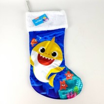 Nickelodeon Pinkfong Baby Shark Christmas Holiday Blue Stocking Fish 18&quot; New  - £12.55 GBP