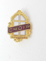 Lapel Pin Church Choir Window 1950s Maroon Enamel and Metal Vintage - £12.18 GBP