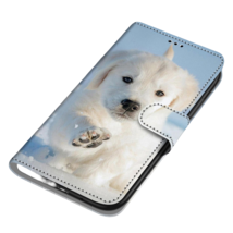 Anymob Samsung Case White Cute Puppy Painted Magnetic Flip Leather Cover - £23.24 GBP