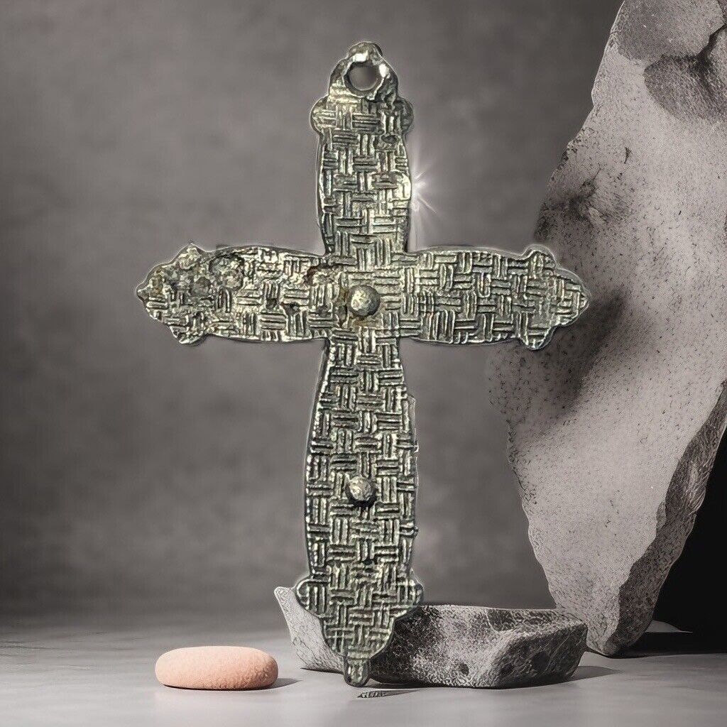2 1/4" Jesus Kreuz Anhänger Echt 14K Gelb Weiß Gold