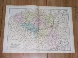 1891 Antique Map Of Belgium Brabant Flanders Hainaut Namur Liege Antwerp Limburg - $24.17