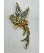Nolan Miller Bird of Paradise Enameled Pearl Turquoise Accents Pastel Br... - $98.99