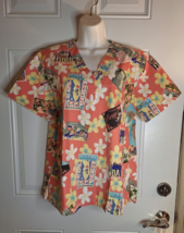 Salus Medical Uniforms V Neck Top w/Pockets Florida Themed Scrub Small - $9.49