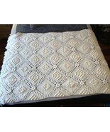 Afghan Knit Crochet Blanket Handmade Popcorn Stitch Pattern  White 58&quot; x... - $2,364.55 MXN