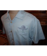 Lt Blue Embroidered Indianapolis Motor Speedway Button Shirt Rayon Poly ... - £31.39 GBP