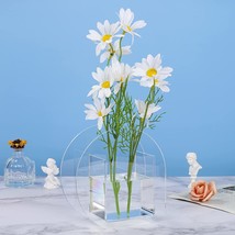 Elegant Clear Acrylic Flower Vase Contemporary 6-3/4 Inch Mini Flowers Vase - £31.42 GBP