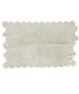 Vintage Off White Hand Crochet Table Runner Antique Dresser Scarf 34&quot; x 22&quot; - $28.66 CAD