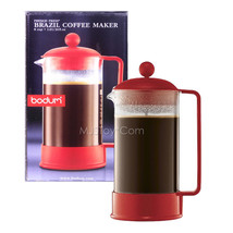 NEW Bodum Brazil Coffee Maker Shatterproof  8-Cup/34 0z French Press Elegant Red - £32.47 GBP
