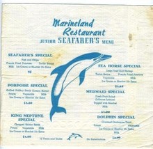  Marineland of the Pacific  Restaurant Napkin / Junior Seafarers Menu California - £23.51 GBP