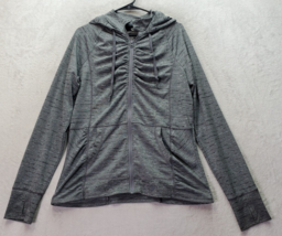 90 Degree by Reflex Jacket Women Size XL Gray Striped Hooded Drawstring ... - £14.50 GBP