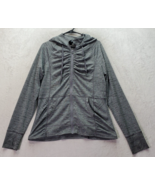 90 Degree by Reflex Jacket Women Size XL Gray Striped Hooded Drawstring ... - £14.47 GBP