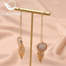 XlentAg Natural White Baroque Double Chain s Pendant Stud Earrings For Women Wed - £18.46 GBP