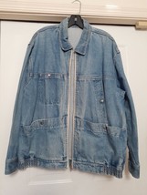 VTG Levi Strauss &amp; Co MOVIN ON Workwear Denim Jean Jacket Wash Blue Dist... - £58.47 GBP