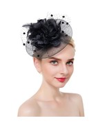 Mesh Fascinator with Flowers Feathers and Fishnet Lace Comes in Multiple... - £12.74 GBP