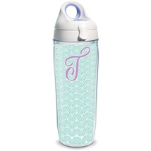 Tervis Initial - T Teal Scallop 24 oz. Water Bottle W/ Lid Beach Summer NEW - £13.69 GBP