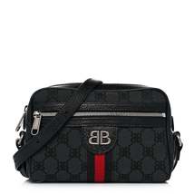 Gucci X Balenciaga BB Monogram Web Mini Ophidia Shoulder Bag Black - £1,802.54 GBP