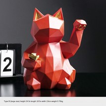 Resin Sculpture Lucky Cat Statue Decoration Fashion Modern Home Decor Statue Gif - £30.83 GBP