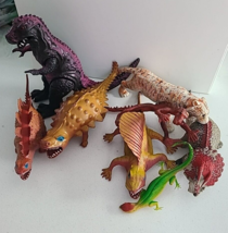 Vtg Lot  Dinosaur Monster Figures Ankylosaurus Stegosaurus Edaphosayrus Lizard - $20.56