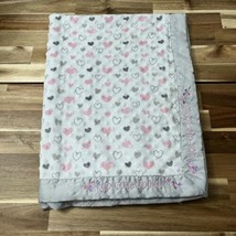 Just Born Pink White Gray Hearts Baby Blanket You Are Loved Security Lovey Girl - £17.45 GBP