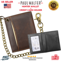 Men Hunter Leather Biker Chain Wallet with RFID Blocking with Free Card ... - $20.99