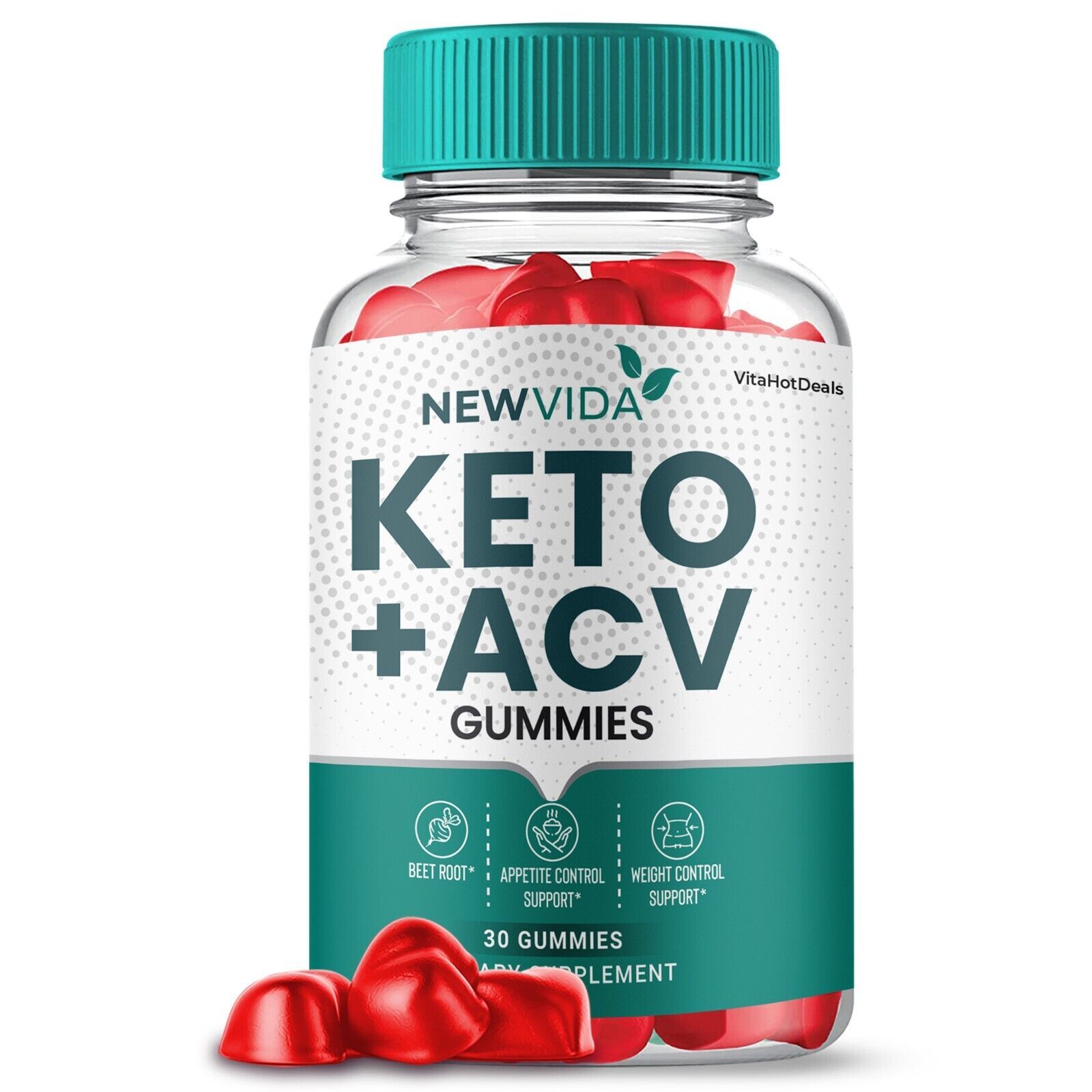 1 Pack New Vida Keto ACV Gummies Max Strength Apple Cider Vinegar Supplement