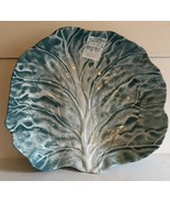 Shabby Chic Cabbage Leaf Melamine Large Serving Platter Blue White 13” New - $29.69
